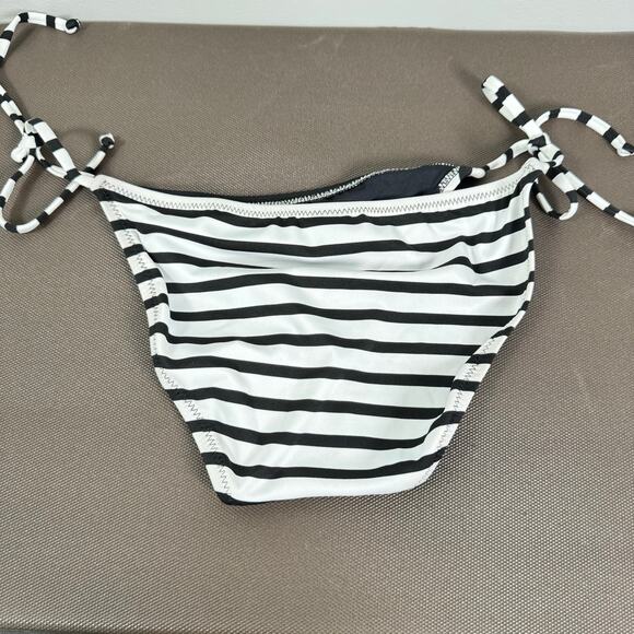 NWT Becca Women's White And Black Polyester Striped Bikini Swim Bottom Size S - Picture 4 of 6